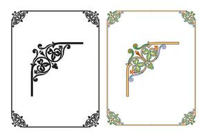 Vintage floral classic calligraphic retro vignette scroll frames ornamental design elements black and color set isolated vector