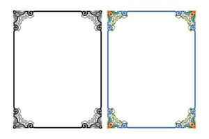 Vintage floral classic calligraphic retro vignette scroll frames ornamental design elements black and color set isolated vector