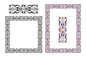 Vintage floral classic calligraphic retro vignette scroll frames ornamental design elements black and color set isolated vector