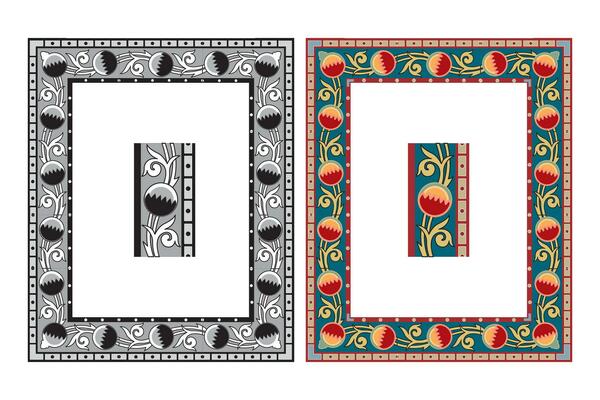 Vintage traditional realistic black and color frames set on white background isolated vector illustration