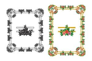 Vintage floral classic calligraphic retro vignette scroll frames ornamental design elements black and color set isolated vector