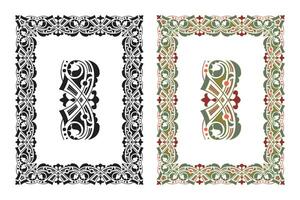 Vintage floral classic calligraphic retro vignette scroll frames ornamental design elements black and color set isolated vector