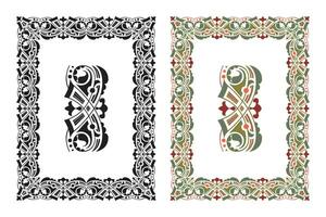 Vintage floral classic calligraphic retro vignette scroll frames ornamental design elements black and color set isolated vector