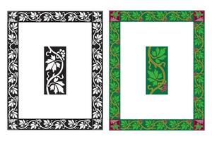 Vintage floral classic calligraphic retro vignette scroll frames ornamental design elements black and color set isolated vector