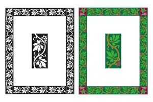 Vintage floral classic calligraphic retro vignette scroll frames ornamental design elements black and color set isolated vector