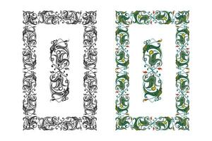Vintage floral classic calligraphic retro vignette scroll frames ornamental design elements black and color set isolated vector
