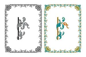 Vintage floral classic calligraphic retro vignette scroll frames ornamental design elements black and color set isolated vector