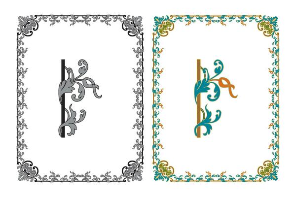 Vintage floral classic calligraphic retro vignette scroll frames ornamental design elements black and color set isolated vector