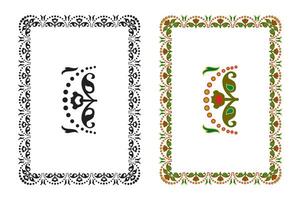 Vintage floral classic calligraphic retro vignette scroll frames ornamental design elements black and color set isolated vector