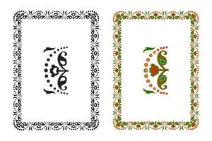 Vintage floral classic calligraphic retro vignette scroll frames ornamental design elements black and color set isolated vector