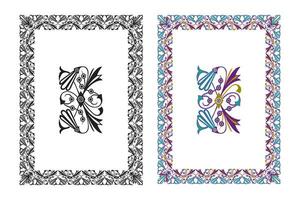 Vintage floral classic calligraphic retro vignette scroll frames ornamental design elements black and color set isolated vector