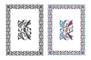 Vintage floral classic calligraphic retro vignette scroll frames ornamental design elements black and color set isolated vector