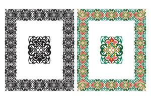 Vintage floral classic calligraphic retro vignette scroll frames ornamental design elements black and color set isolated vector