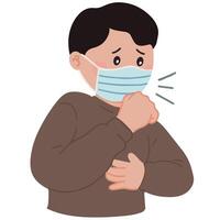 Cute kid little boy flu wear mask vector