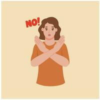 Portrait a woman say no vector illustration