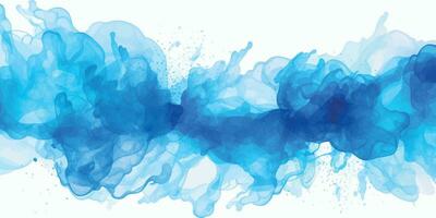 Modern blue watercolor hand drawn isolated wash spot on white background vector illustration. Abstract cold color brush paint paper grain texture illustration element design