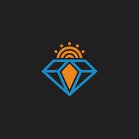 simple sun gold blue diamond simple geometric logo vector