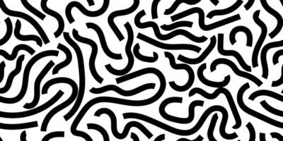 black white abstract curved line seamless pattern vector