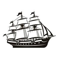 Ship vector black Silhouette Vector isolated on a white background