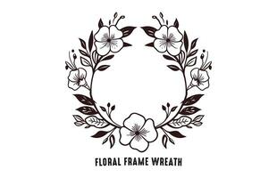 A Floral wreath Vector black clipart, Floral frame wreath clipart isolated on a white background