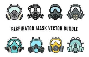 Respirator Gas mask vector illustration Set isolated on a white background