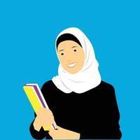 musulmán mujer y libro vector