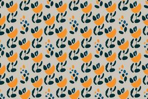 Natural hand drawn seamless pattern. drawing with abstract shapes, strokes, flowers and leaves vector