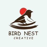 Bird's Nest Logo Design, Bird House Vector For Eggs, Simple modern and elegant bird nest logo, logo for nature photographer, startups or a business logo with a nature theme