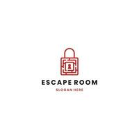 Escape room abstract logo design, escape room combine with pad lock logo vector