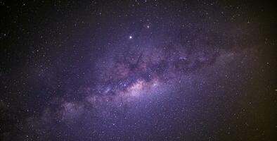 Panorama view universe space shot of milky way galaxy with stars on a night sky background. The Milky Way is the galaxy that contains our Solar System. photo