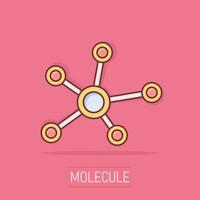 Vector cartoon social network, molecule, dna icon in comic style. Molecule sign illustration pictogram. Dna business splash effect concept.