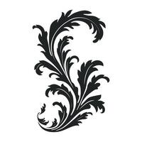Acanthus Vector black silhouette, Decorative Ornament element silhouette.