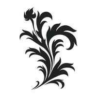 Acanthus Vector black silhouette, Decorative Ornament element silhouette.