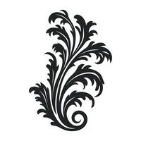 Acanthus Vector black silhouette, Decorative Ornament element silhouette.