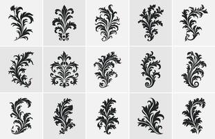 acanto vector negro silueta colocar, decorativo ornamento elemento silueta haz