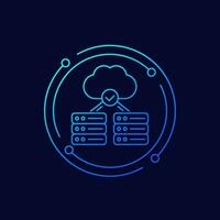 servers and cloud solutions icon, linear design vector
