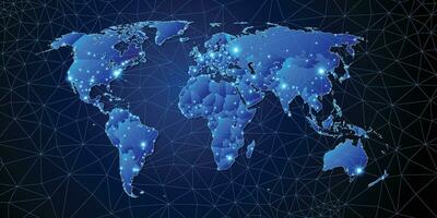 moderno mundo mapa con conexión líneas y capital ciudades vector