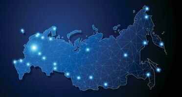 Rusia - país forma con líneas conectando mayor ciudades vector