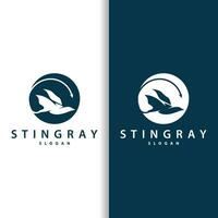 Stingray fish logo ocean animal design simple black manta silhouette illustration vector
