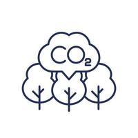 carbon offset line icon, co2 emissions reduction vector