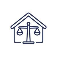 legalización de un testamento ley línea icono con un casa vector