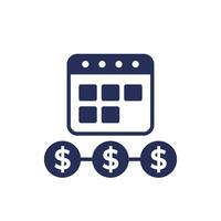 Annuity icon with a calendar, periodic interest payments vector