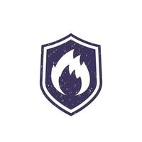 Fire protection icon, vector sign with texture