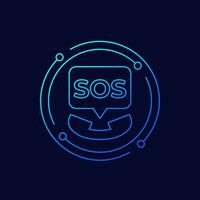 SOS signal in the phone icon, linear design vector