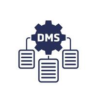 DMS, Document management system icon with a gear vector