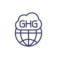 GHG icon, greenhouse gas line vector