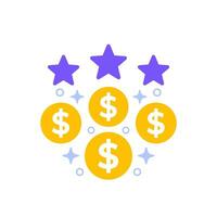 benefit and bonus pay icon, flat vector