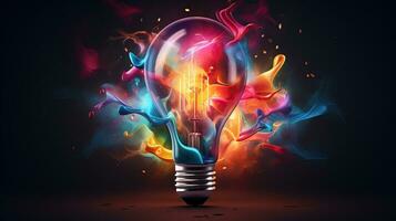 AI generated Creative concept art new idea innovation abstract neon colors photo