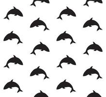 Vector seamless pattern of hand drawn killer whale silhouette