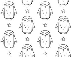 Vector seamless pattern of flat penguin